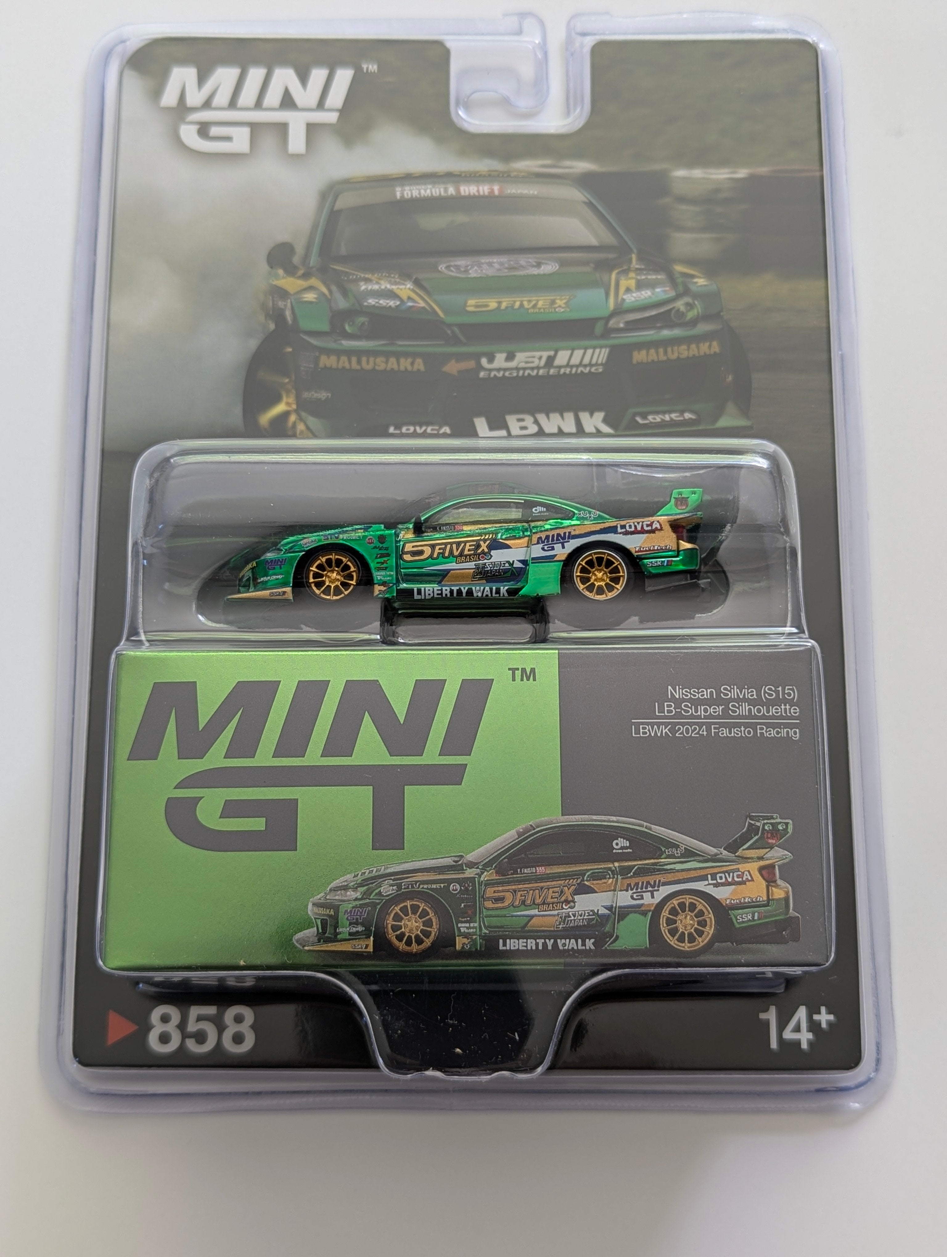 MGT00858-BL - Nissan LB-Super Silhouette S15 Silvia LBWK 2024 Fausto Racing (RHD) BLISTER PACKAGING 1:64
